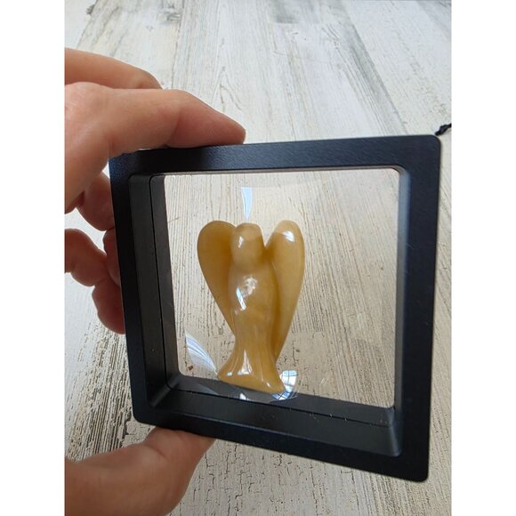 Kalifano Stone carnelian? Vitality Angel cherub yellow Rock crystal statue figur - Picture 2 of 4